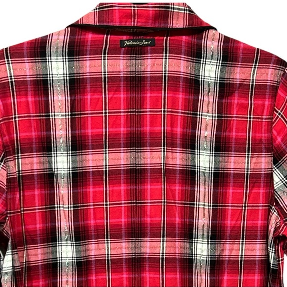 Victoria’s Secret Red Plaid Flannel Sleep Romper Silver Threads Sz Small NEW - Picture 5 of 12